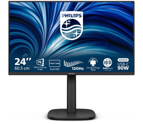 Philips 24B2U3301/00 23,8″ Full HD IPS LCD Monitor 120Hz 4ms VESA USB-hub Flicker-Free SoftBlue