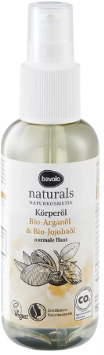 Bevola Naturals - Naturkosmetik Lichaamsolie - Normale Huid | 1x 150ml - Biologische Arganolie & Jojobaolie | Hydraterend en Verzachtend - Vegan Lichaamsverzorging