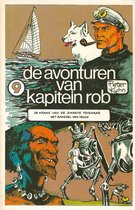 Le capitaine Rob, un chien blanc et un voilier en mer. En bas, un homme et des robots.