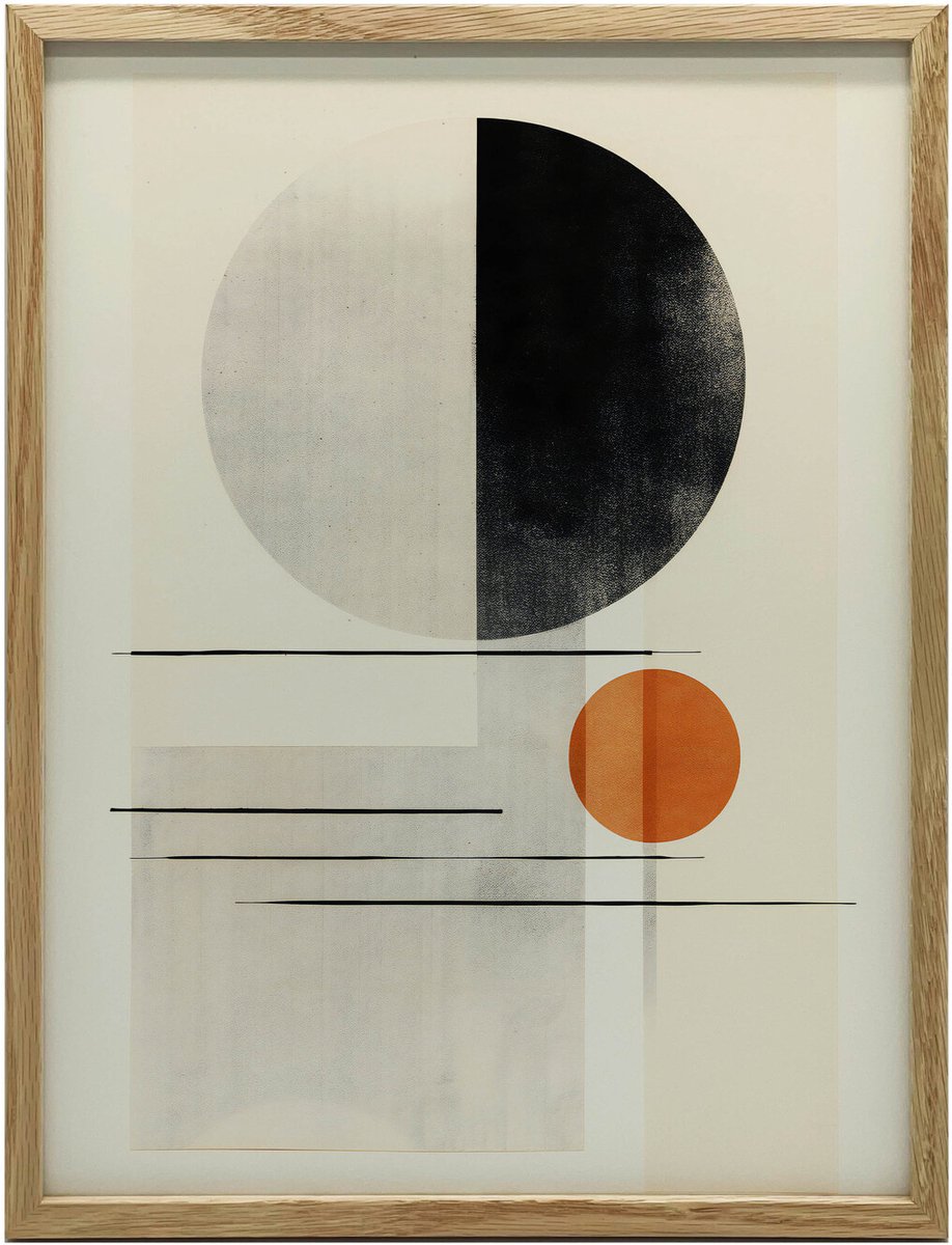 Muurposter Geometrisch Abstract Zwart Lijst 30X40 Cm