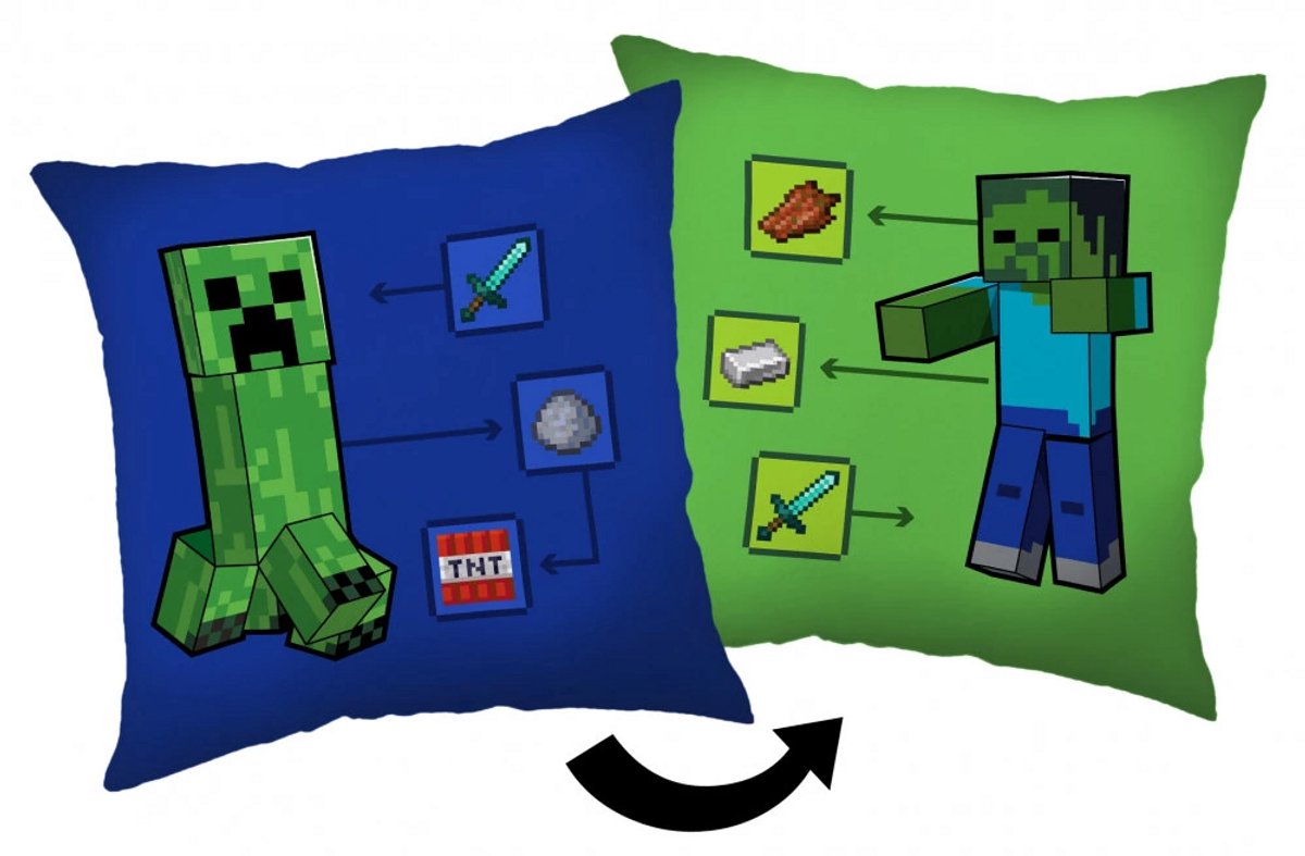 Minecraft | Creeper – 40x40 cm – Zacht Vierkant Sierkussen – Voor Slaapkamer of Gaming Room