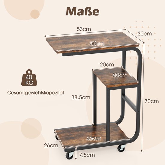 WOLTU Koffietafel rond, bijzettafel, modern, woonkamertafel, klein