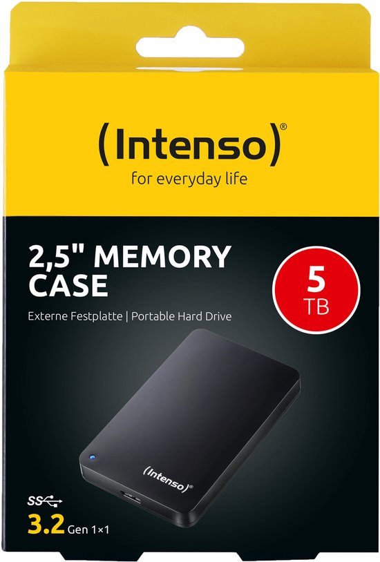 Intenso 2,5" Memory Case, 5 To, 2.5", 3.2 Gen 1 (3.1 Gen 1), 5400 tr/min, Noir