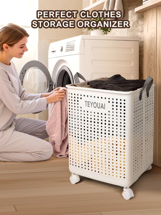 SAMMART Opvouwbare plastic wasmand met handgrepen - opvouwbare pop-up