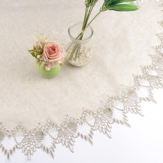 Magnifique trio de mini napperons en velours rose et dentelle « Claire » - France