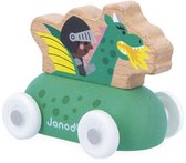 Janod Cross Roads - Voiture Dragon en Bois - Petite Voiture Dragon Facile à Manier - Stimule la Motricité Fine et l'Imagination - Dès 1 An