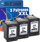 Set van 3x gerecyclede inkt cartridges voor HP 338XL