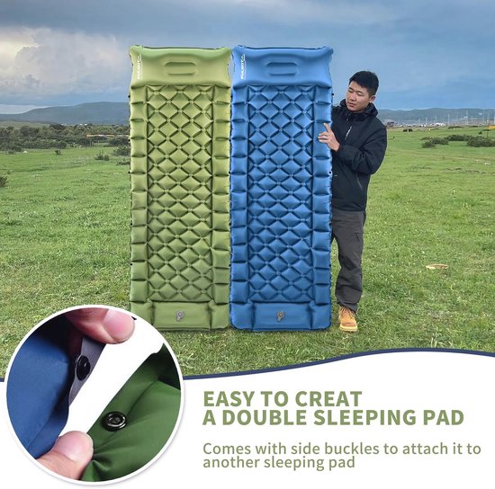 Zelfopblazende campingmat - Ultralichte slaapmatras voor kamperen en backpacken - Compact en met ingebouwde voetpomp - Groen van Quechua — afbeelding 3