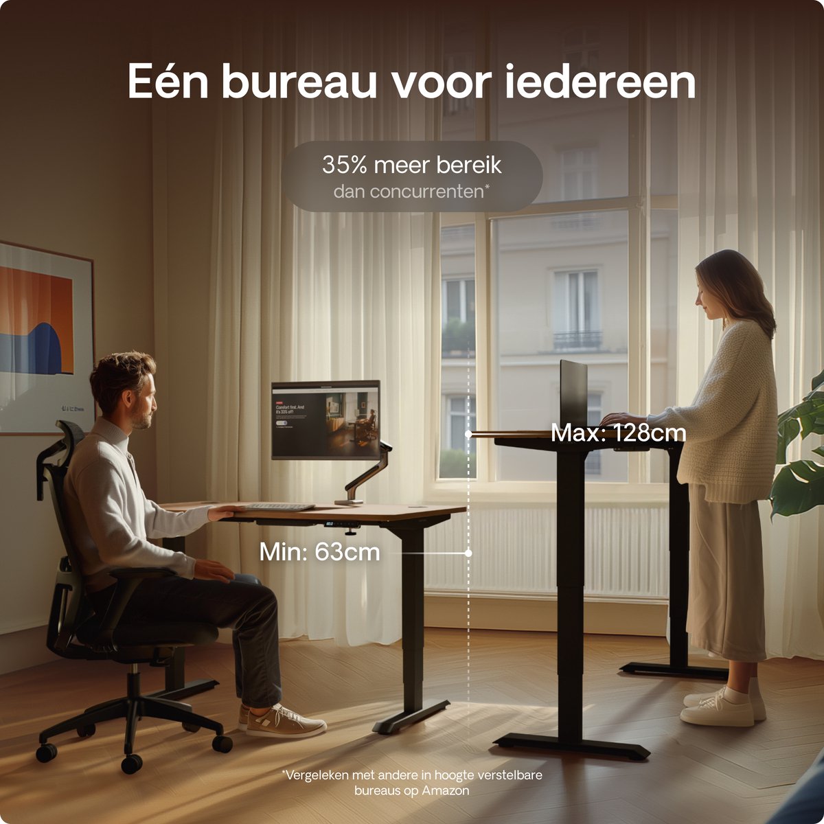 Desktronic HomePro Zit-sta Bureau Elektrisch In Hoogte Verstelbaar, 200x80cm Zwart/Notenhout, Stille Dubbele Motor, Hoogte 62-126cm thumbnail 6