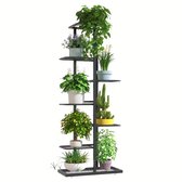 Cgoods Plantenrek - plantenrek - plantentafel - plantenstandaard - plantentrap - plantenetagere - metal - zwart - met wielen