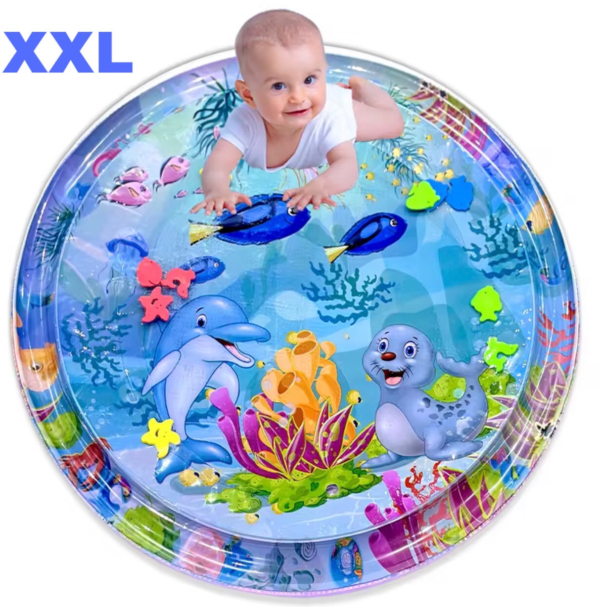 XXL Waterspeelmat - Met geluid - Speelmat - Opblaasbaar baby water speelmat - Speelkleed - Waterspeelgoed - Baby speelgoed 0 jaar - Kraamcadeau - Kinderspeelgoed - Tummy Time - Baby Gym