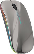 Nuvance Draadloze Muis LED - Bluetooth - Stil - Laptop & Gaming - Draadloos - Computermuis - Links & Rechtshandig - Grijs