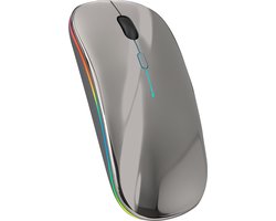 Nuvance Draadloze Muis LED - Bluetooth - Stil - Laptop & Gaming - Draadloos - Computermuis - Links & Rechtshandig - Grijs