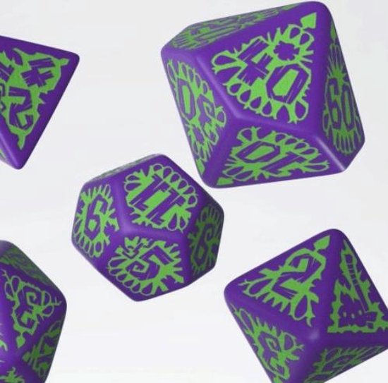 Thumbnail van een extra afbeelding van het spel Pathfinder Polydice Dice Set Goblin Purple Green