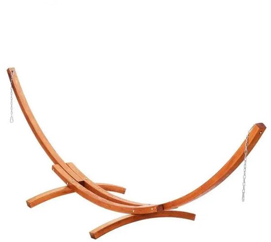 Houten Hangmatstandaard - Frame Stand - Heavy-duty Houten - voor 9-13ft Hangmatten - Tuinhangmat - Snaar - Capaciteit van 475 lbs - Verstelbare Standaard - 422 x 120 x 128 cm - Bruin