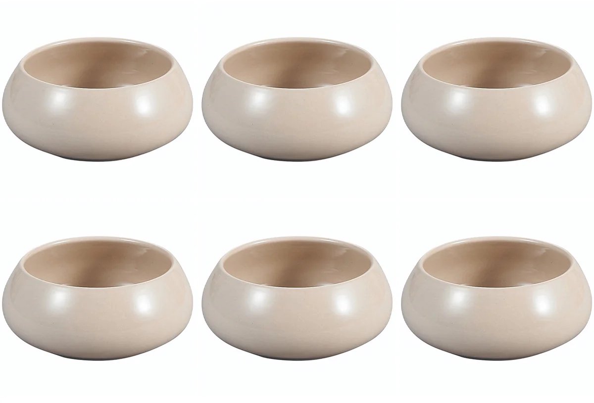 Bricard Porcelain Bondy Kommenset - 6-delig - Taupe - Ø11,5X4,8cm