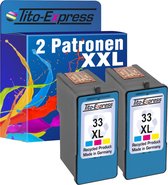 Set van 2x gerecyclede inkt cartridges voor Lexmark 33