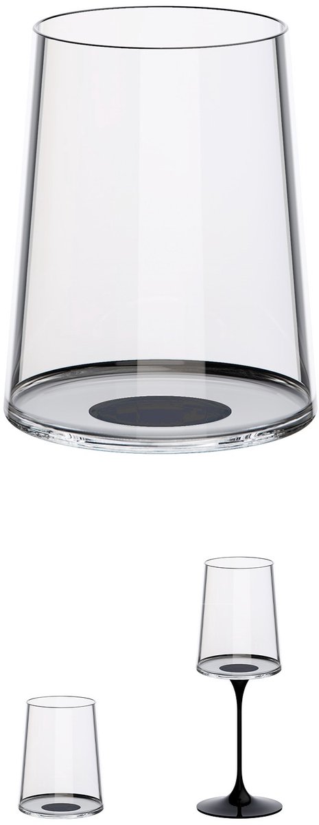 Trebonn SplitGlass - Tumbler / Wittewijnglas - 280ml - Set van 2 - Zwart