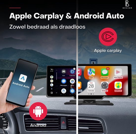Vtopek 10.26'' CarPlay-display Met 4K Dashcam En 1080p Achteruitrijcamera – Draadloos, Android Auto, Mirrorlink, 64GB Kaart Inbegrepen