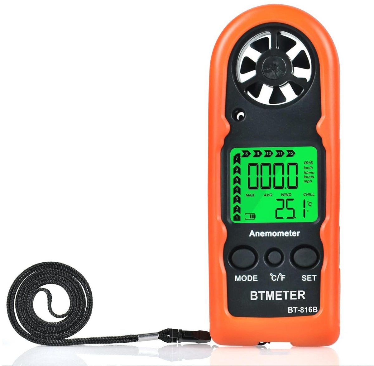 Handheld Anemometer - Digitale Windsnelheidsmeter met Thermometer voor HVAC & CFM