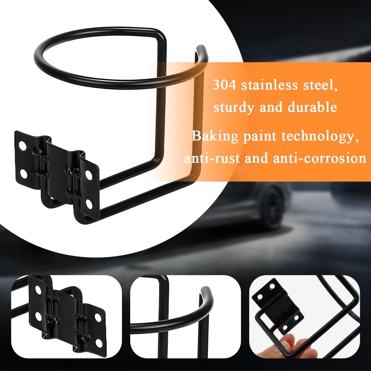 4 Stuks Boot Cup Houder, Roestvrij Staal Universele Bekerhouders Zwarte Ring Bekerhouders Voor Boat Truck Rv Yuhao
