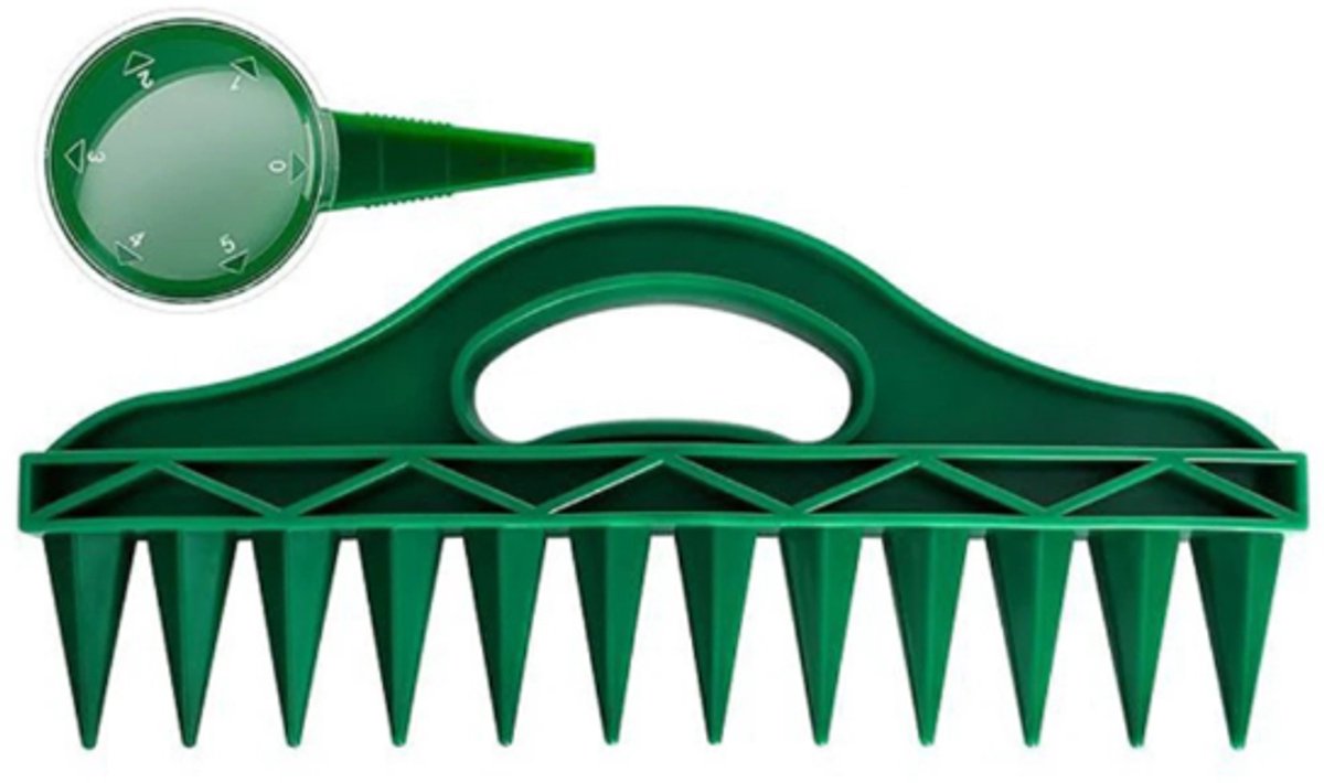 set van 2 - Tuingereedschap - Plantenbak - Gatenpons voor het zaaien van grond - 30*13 cm - Groen - kunststof - Voor Het Planten Van Zaden En Planten