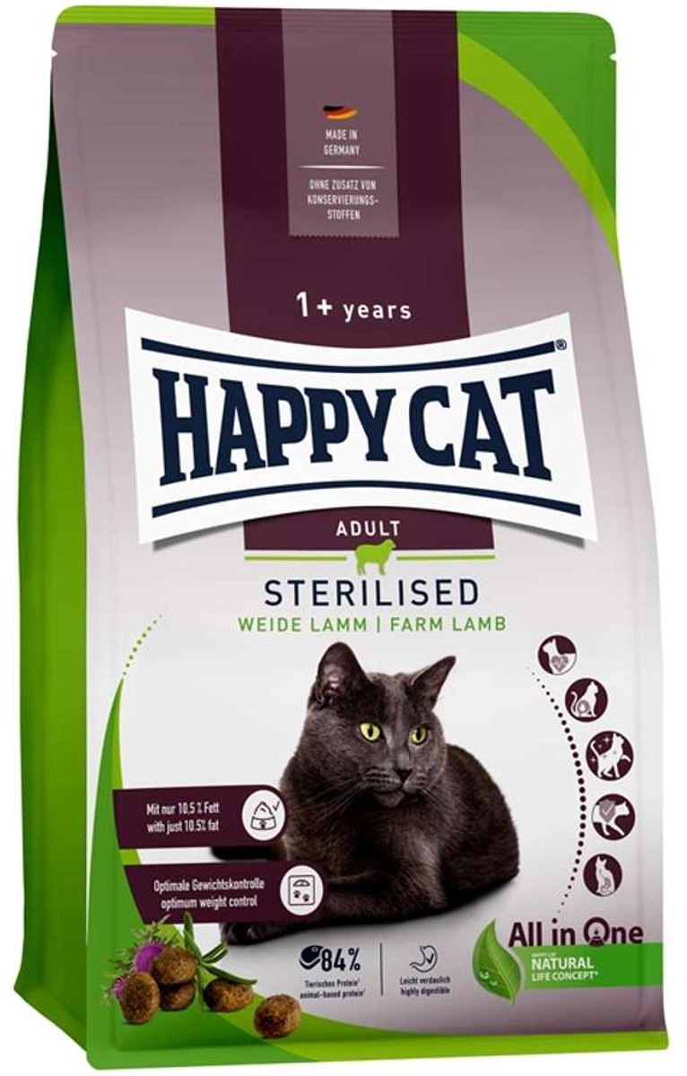 Happy Cat Happy Cat - Gesteriliseerd Adult Weide Lam - 1,3kg