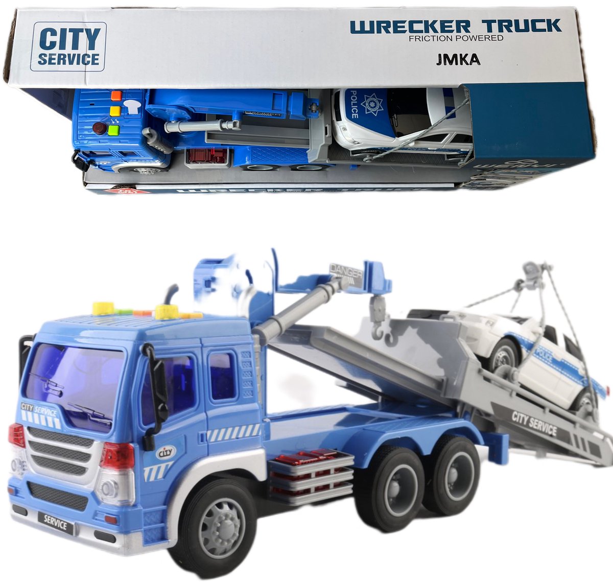 JMKA auto speelgoed jongens- vrachtwagen speelgoed- politie auto speelgoed- 40 CM- takelwagen- politie auto- takelwagen- truck — afbeelding 2