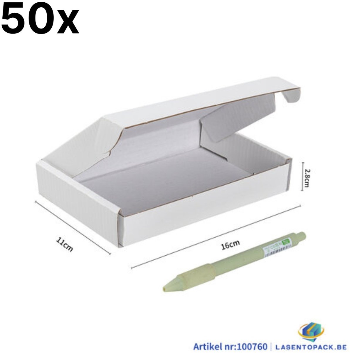 50x Brievenbusdoos A6 - 16x11x2.8 cm Wit