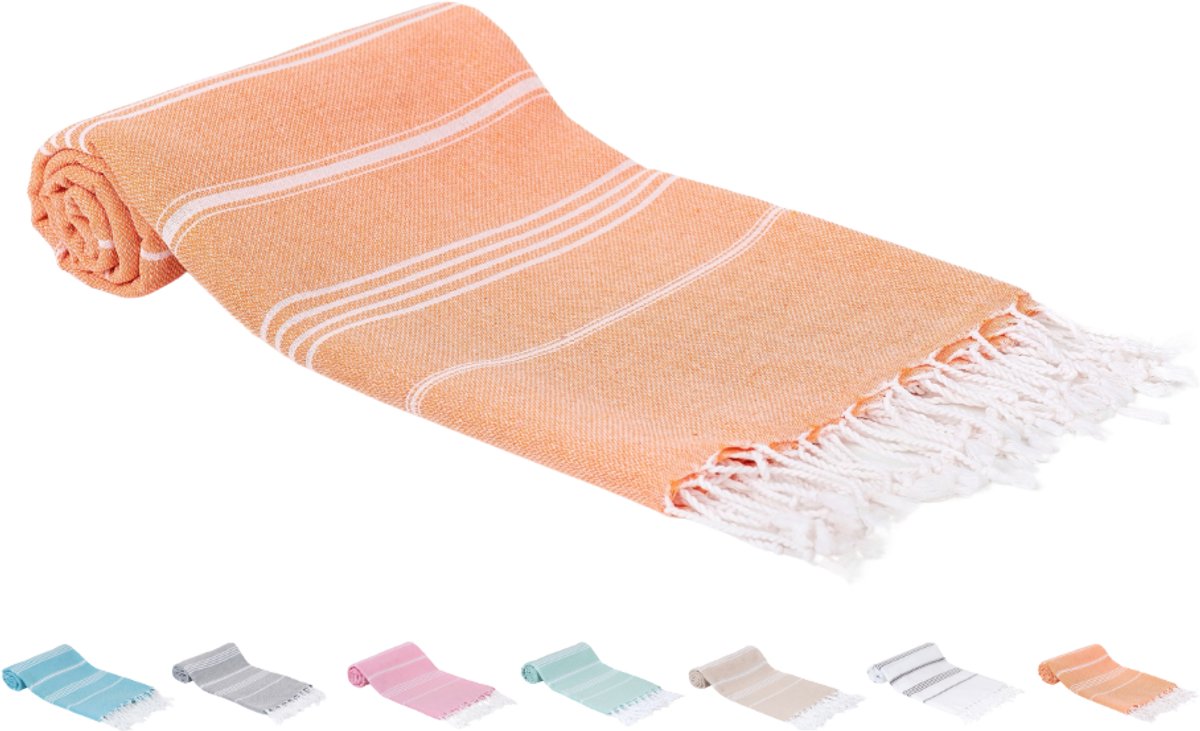 SEPET Hamamdoek Zultanite - Oranje - 300g - XXL 100 x 200 cm - Groot - Zacht - Licht - Zandvrij - Sneldrogend - %100 Katoen - Pestemal | Stranddoek | Saunadoek | Fouta