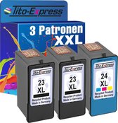 Set van 3x gerecyclede inkt cartridges voor Lexmark 23 & 24