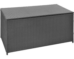 Opbergbox voor Buiten - Zwart Poly Rattan Tuinkist en Opbergkist