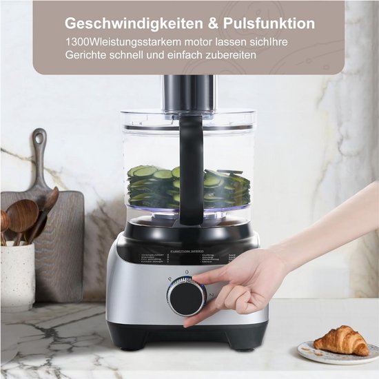 Zavira® Keukenmachine - Keukenrobot - Mixer - Mengkom van 3,5 liter - 1,5 l mixer - Zilver van Zavira — afbeelding 3