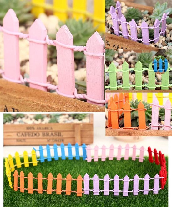 Iyowei 3 stuks miniatuur omheining tuinhek mini omheining van hout micro-landschap accessoires Fairy Garden Ornament klein houten hek om te knutselen