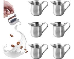Roestvrijstalen Melkkannetjes Set van 6 - 800ml - Ideaal voor Espresso en Cappuccino