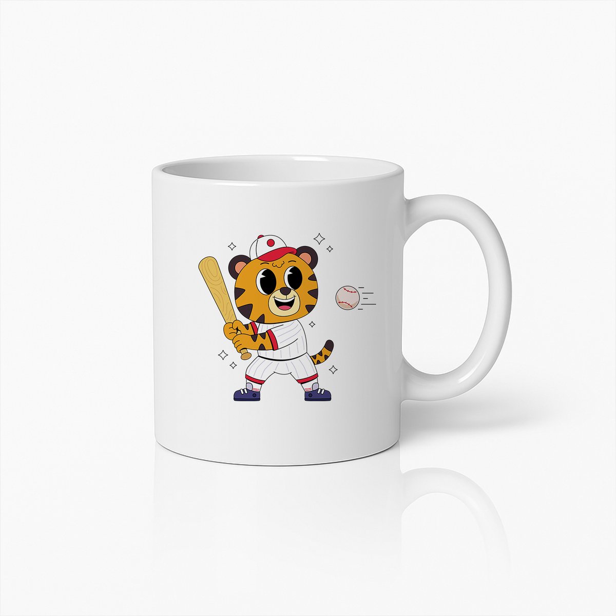 Schattige Honkbal Tijger Speler Mok – Leuk Sport Dier Koffiebeker