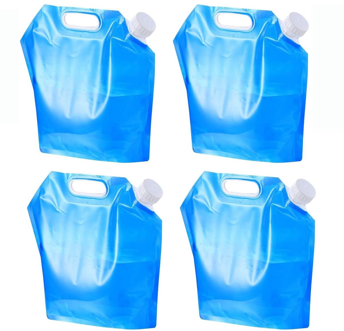 Draagbare Drinkwaterzak voor Noodsituaties - 4 stuks Opvouwbare Waterreservoirs Set - Noodpakket voor thuis - 10 Liter Flexibele Waterjerrycan met Dicht Deksel - waterreservoir voor nood - Outdoor wandeltas - opvouwbare draagtas
