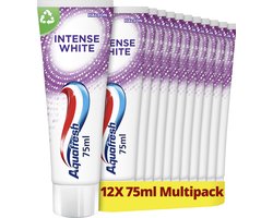 Aquafresh Intense White - Tandpasta - Whitening - Langdurig Frisse Adem - Sterke Tanden & Gezond Tandvlees - Verwijdert Vlekken & Houdt Tanden Wit - Bevat Fluoride - Frisse Smaak - Voordeelverpakking 12 x 75ml
