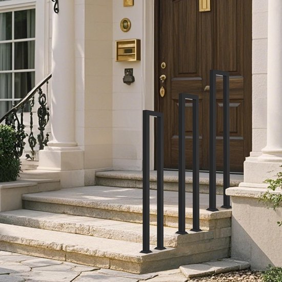 Aufun Leuning, Reling Trapleuning met metalen pluggen, wandleuning voor leuning van roestvrij staal, buiten, balkon, balustrade, 60cm