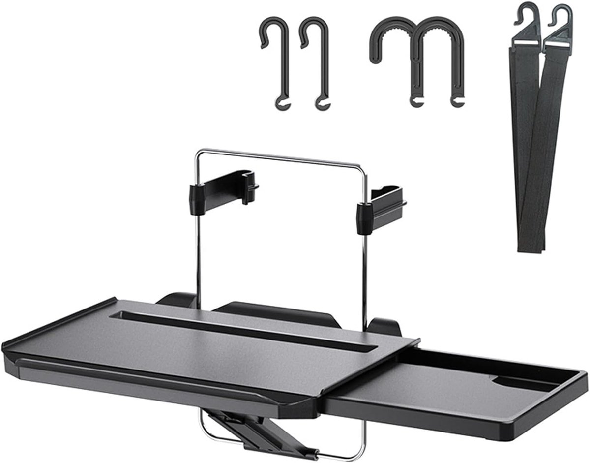 Stuurwielstoellade voor in de auto, tafellade voor in de auto met verstelbare hoogte, multifunctionele opvouwbare tafel voor achterin de auto, geschikt voor eten, drinken, laptops, tablets en boeken