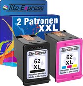 Set van 2x gerecyclede inkt cartridges voor HP 62XL