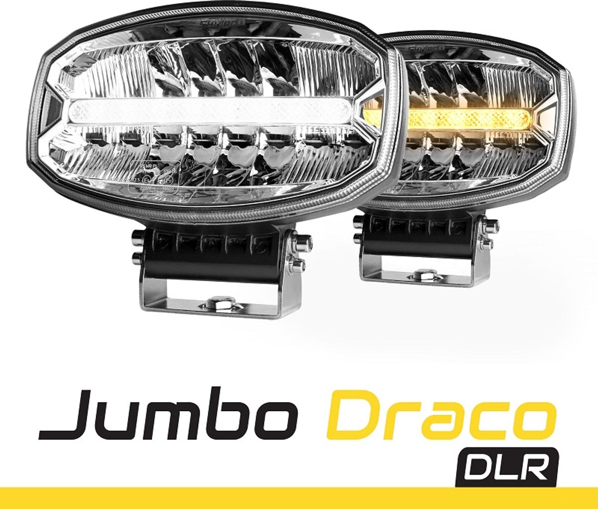 SKYLED Jumbo Draco DRL 80W Led verstraler met positielicht wit/amber 6.500 lumen volledig ECE gekeurd