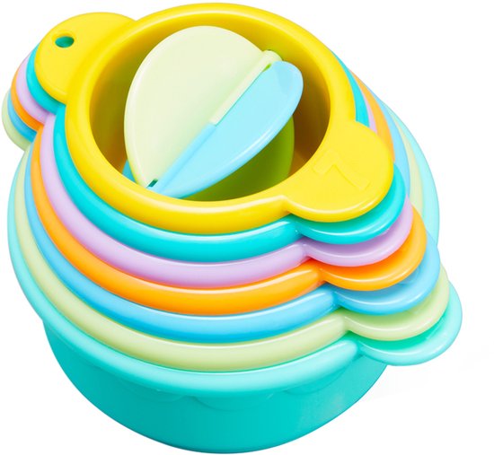 Jouets de bain Munchkin - Connect A Cup - Gobelets de bain amusants - Jouets de bain pour Garçons et Filles - Éducatifs pour Enfants - À partir de 9 mois - 7 gobelets de bain