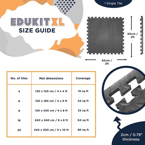 Extra Dikke Vloermatten voor Fitnessapparaten - 4 Stuks, 60 x 60 cm, Opvouwbare Beschermmatten — afbeelding 2