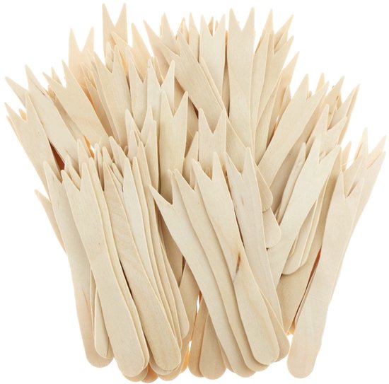 Houten vorken, 200 stuks bestek wegwerp 10 cm gebaksvorken, biologisch afbreekbaar, houten vorken, wegwerp bestek, houten vork voor barbecue-avonden, bruiloft, cake verjaardag
