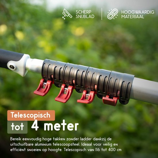 Recalma Telescopische Takkenzaag 4 Meter - Boomzaag met Uitschuifbare Aluminium Steel - Lichtgewicht Snoeizaag - Met Afneembaar Zaagblad - Ook Bruikbaar als Handzaag van Merkloos	 — afbeelding 3