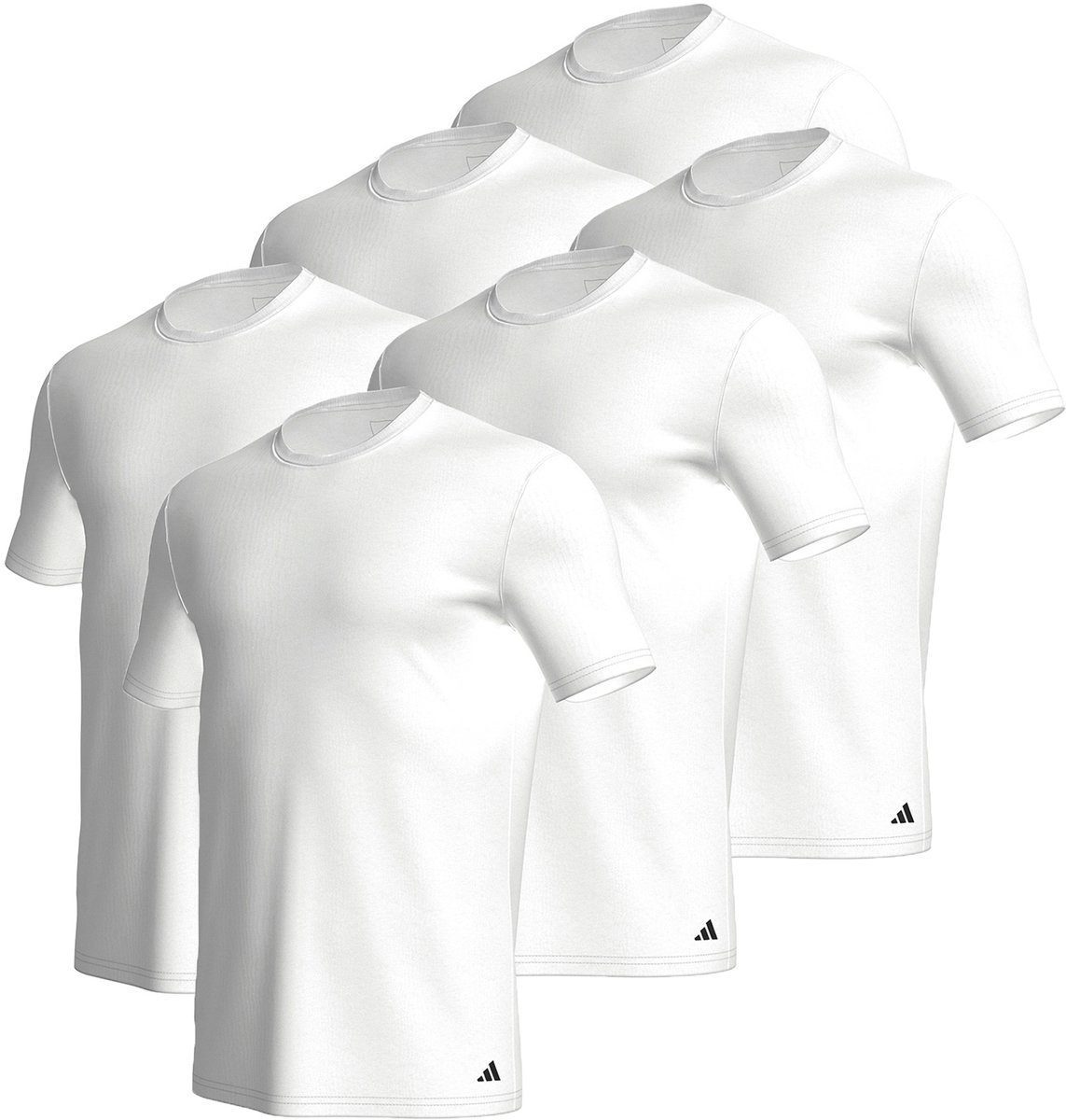 Set van 6 adidas T-shirts met ronde hals herenondershirt ronde hals katoen duurzaam Wit