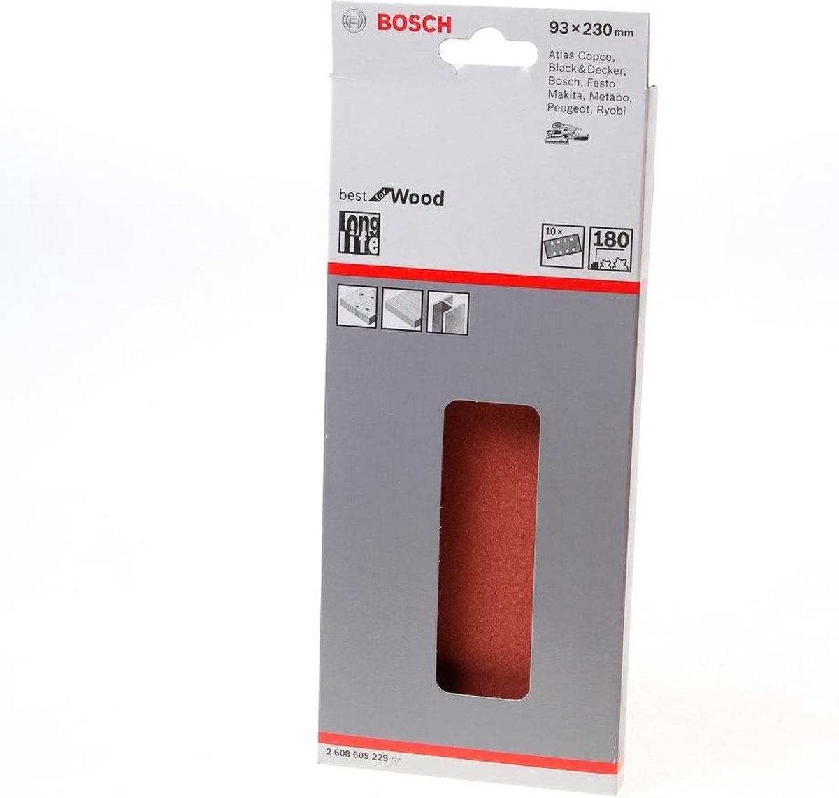 Bosch Schuurvel wood and paint 93 x 230mm K180 blister van 10 vellen