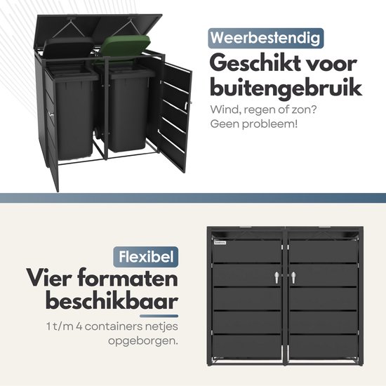 Kastrex Container Ombouw Kast - Voor 2 Kliko - Weerbestendig & Onderhoudsvrij - Gecoat Staal