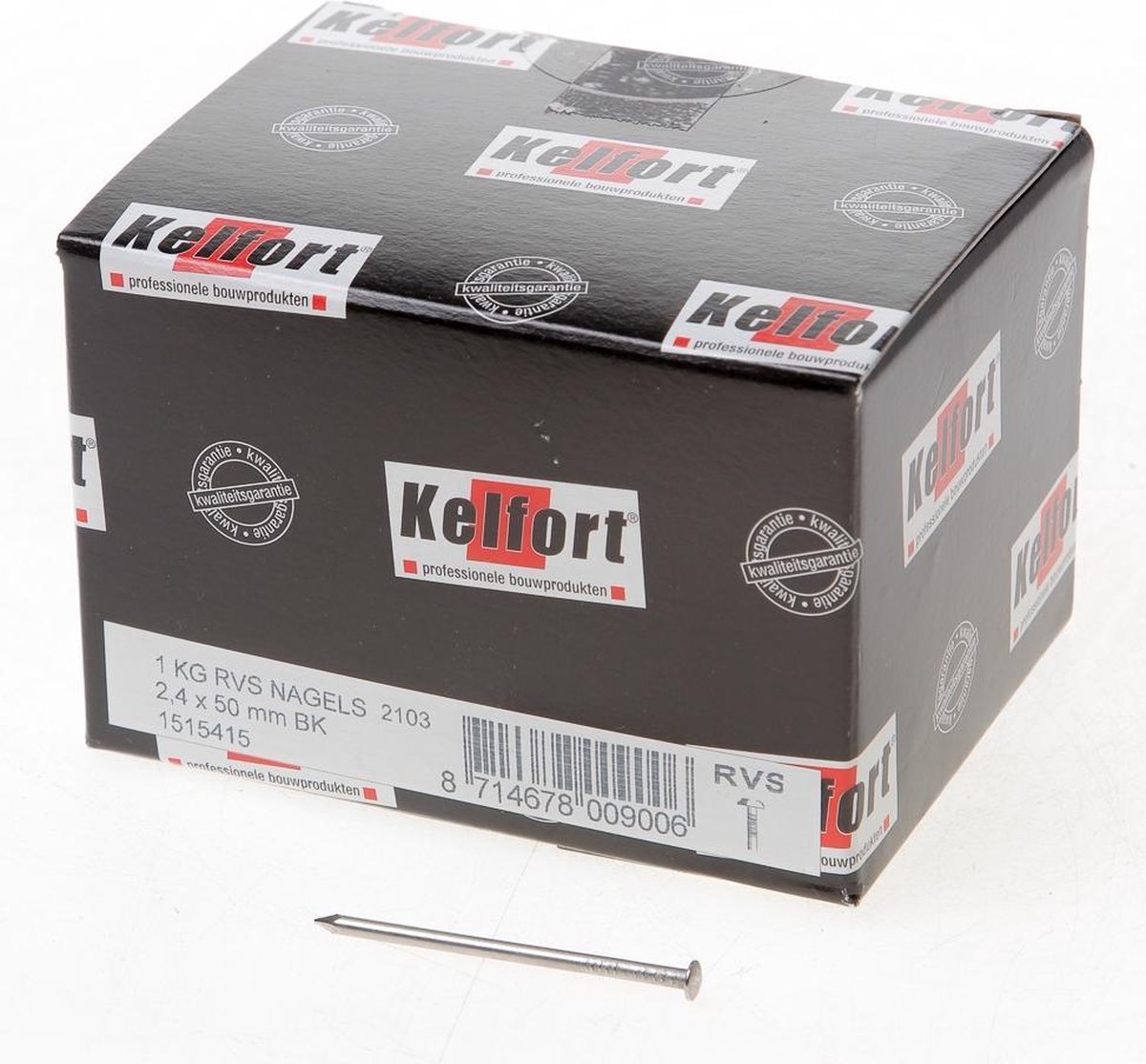 Kelfort draadnagel bombe kop RVS 2.4 x 50mm 1kg